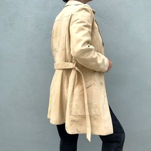 Butter Yellow Vintage  Suede Short Trench Coat